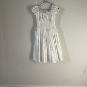 Chic White Puff Sleeve Midi Dress